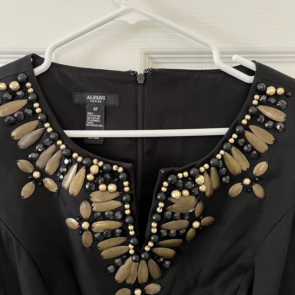 Alfani Black Mini Dress with Embellished Neckline - Picture 3 of 4